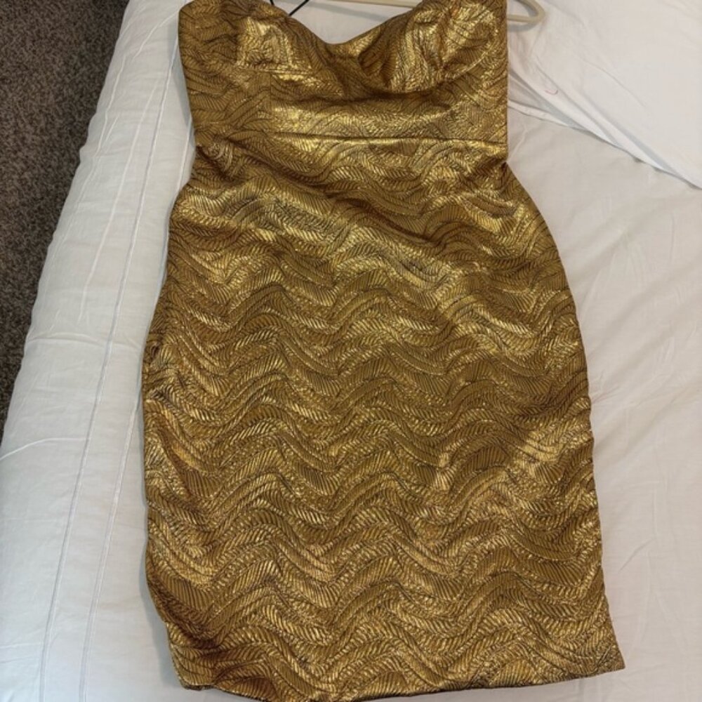 J.Crew:  Gold Strapless Glam